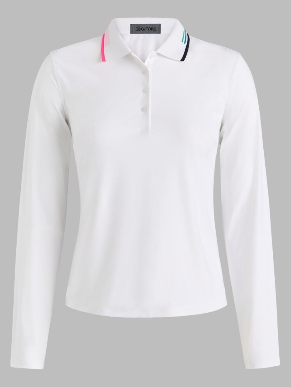 G/FORE Women’s Silky Tech Nylon Long Sleeve Golf Polo Snow NWT
